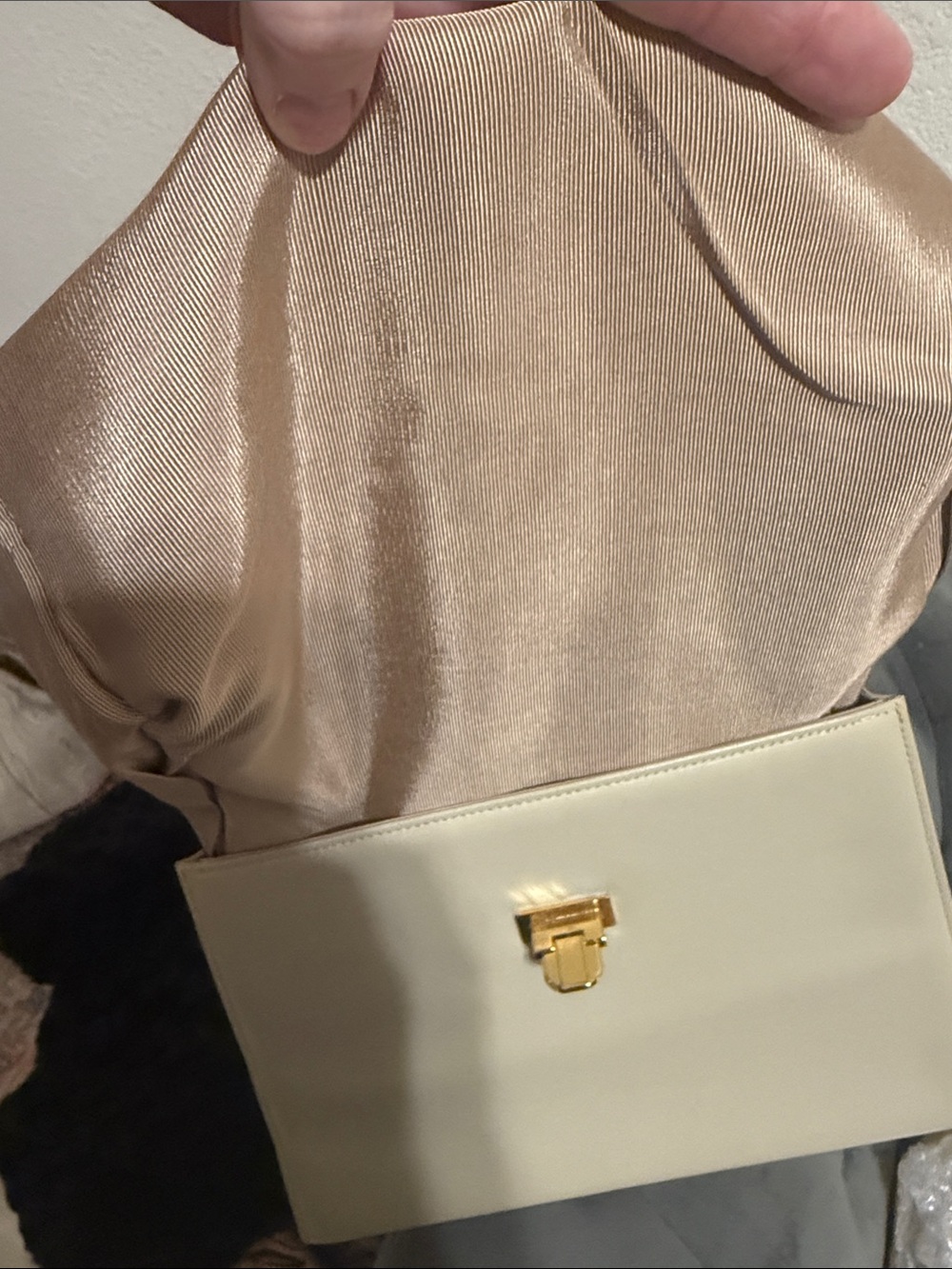 Valentino Garavani Two-Tone Cream and Dark Brown Leather Top-Handle Satchel - Picture 7 of 11